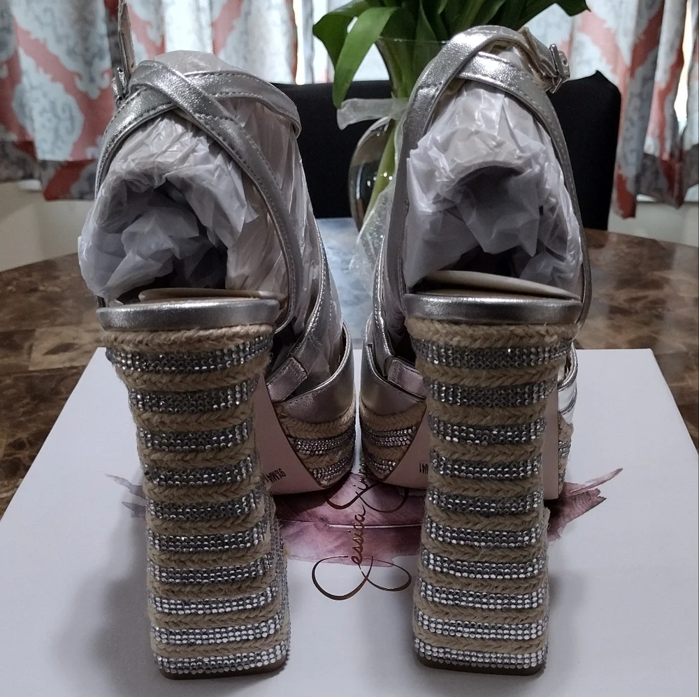 Jessica Simpson Silver Platform Heels